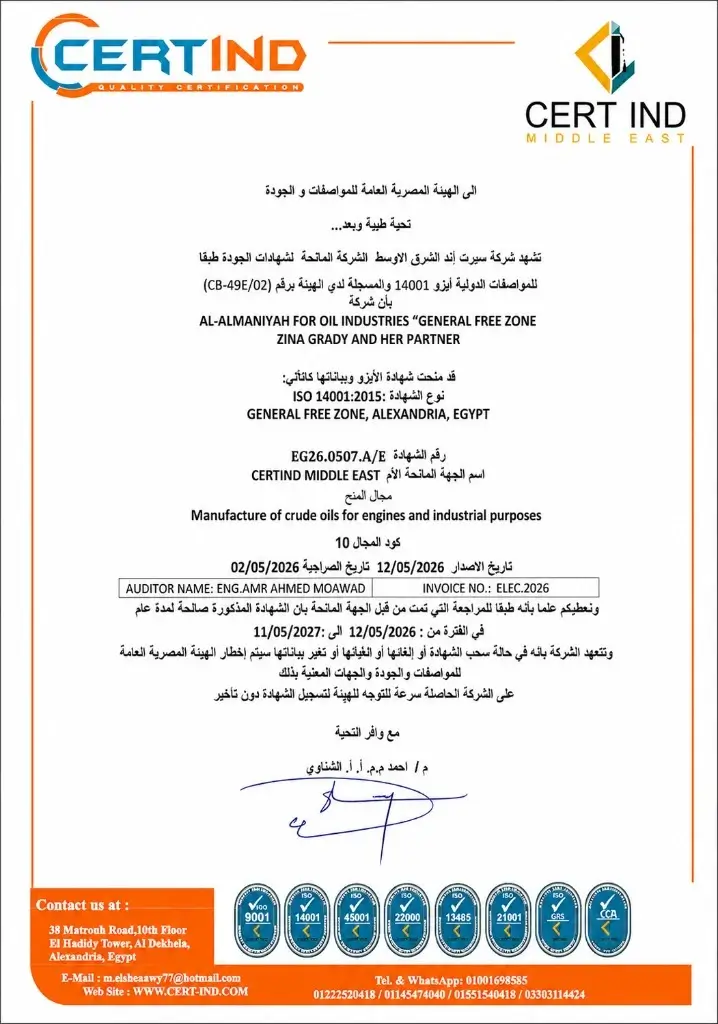 CERT IND Middle East Certificate
